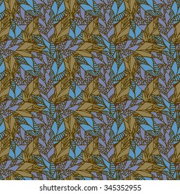 Vector seamless abstract hand-drawn pattern, leaf backdrop