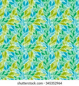 vector seamless abstract hand-drawn pattern, leaf backdrop