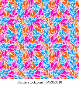 vector seamless abstract hand-drawn pattern, leaf backdrop