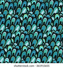 Vector seamless abstract hand-drawn pattern. Wave patterns seamlessly tiling. Hand drawn seamless wave background. Adult Coloring Books