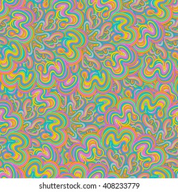 Vector seamless abstract hand-drawn pattern. Hand drawn seamless vivid wave background.