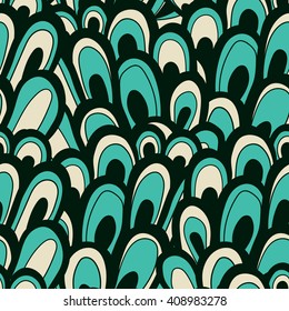 Vector seamless abstract hand-drawn pattern. Wave patterns seamlessly tiling. Hand drawn seamless wave background. Adult Coloring Books