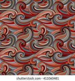 Vector seamless abstract hand-drawn pattern with simple lines and color shapes