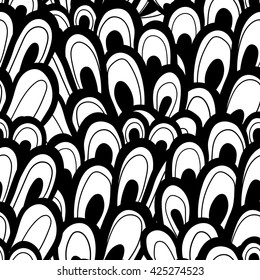 Vector seamless abstract hand-drawn pattern. Wave patterns seamlessly tiling. Hand drawn seamless wave background. Adult Coloring Books