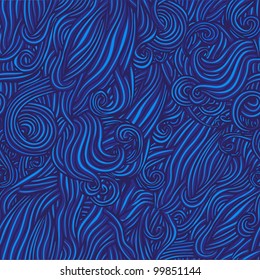 Vector seamless  abstract hand-drawn pattern with waves