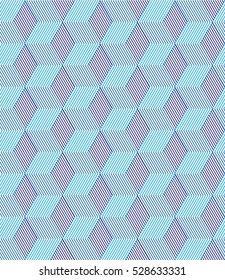 Vector seamless abstract hexagonal pattern background. Optical illusion. 