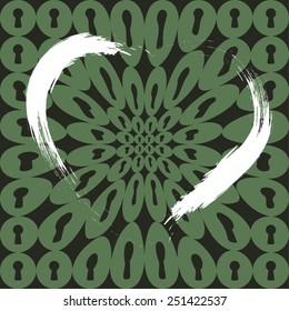 Vector seamless abstract keyhole background with heart shape