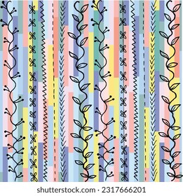 vector seamless abstract leaf doodle