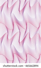 Vector seamless abstract line pattern with waves. Curving distortion effect.