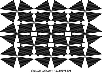 Vector Seamless, Abstract Monochrome Geometric Pattern, Black and White Oriental Mosaic Ornament, Background.