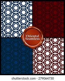 Vector Seamless Abstract Oriental Pattern Set