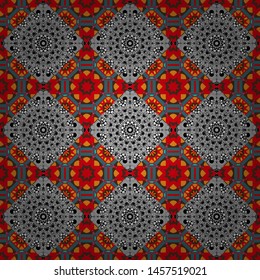 Vector seamless abstract ornament.Kerchief square pattern design in pink, blue and gray colors. Oriental style for fabric.