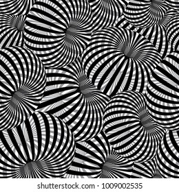 Vector seamless abstract pattern in black and white. Optical illusion.