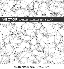 Vector seamless abstract pattern with black particles on white background