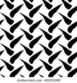 Vector seamless abstract pattern with black ink dry brush strokes. Tile background. Hand made calligraphy inspired monochrome modern graphic design element image.Can be used for print, packing, fabric