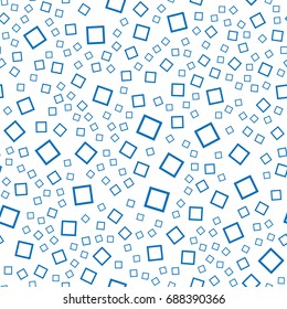 Vector seamless abstract pattern. Blue squares on white background. Modern stylish texture.