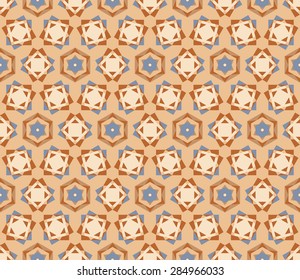 Vector seamless abstract pattern in brown colors; simple kaleidoscope background
