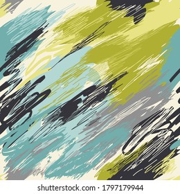 Vector seamless abstract pattern with brushstrokes. Organic shabby background for printing brochure, poster, card, textile, wrapping paper, web page design. Shabby chic. 