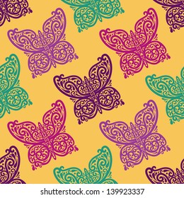 vector seamless abstract  pattern with butterfly
