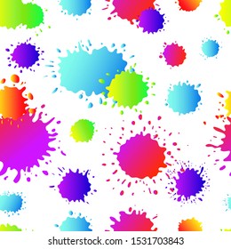 Vector seamless abstract pattern with colorful ink and paint splashes isolated on white background. Grunge splatters. Can be used for design of gift wrap,textile,blog ,banner,poster,website,wallpapers