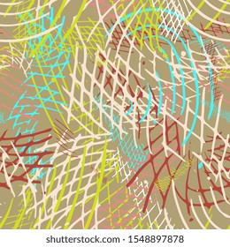 Vector seamless abstract pattern. Colorful bright illustration with stripes.Hand drawing background. greeting card, poster, textile, wallpaper, print, branding.