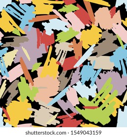 Vector seamless abstract pattern. Colorful bright illustration with stripes. strokes of oil paint, acrylic, gouache.Hand drawing background. greeting card, poster, textile, wallpaper, print, branding.