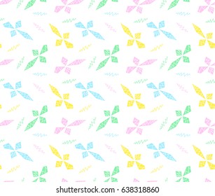 Vector seamless abstract pattern of colorful rhombus with zigzag in them and in the background