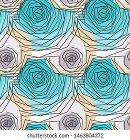 Vector seamless abstract pattern, curved lines, grunge boho background. Dynamical rippled surface, hipster curvature