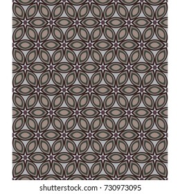 Vector seamless abstract pattern in dark colors. Geometric flowers.