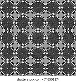 Vector seamless abstract pattern with diagonal stripes on texture background in retro black, white and gray colors. Endless pattern can be used for ceramic tile, wallpaper, linoleum, backgrounds.