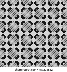 Vector seamless abstract pattern with diagonal stripes on texture background in retro gray, black, white colors. Endless pattern can be used for ceramic tile, wallpaper, linoleum, textile, backgrounds
