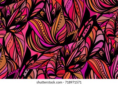 Vector seamless abstract pattern with floral elements