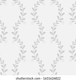 Vector seamless abstract pattern with gray vertical branches and leaves; floral abstract design for fabric, wallpaper, textile, web design.