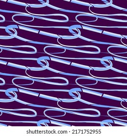 Vector seamless abstract pattern of intertwining ropes and stripes on a purple background for the design of wallpaper, fabric, wrapping paper