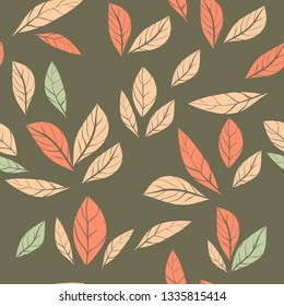 vector seamless abstract pattern with leaves. illustration with doodles and leaves. Trendy design for wallpaper, fabric makers, fashion textile print.Nature illustration