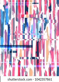 Vector seamless abstract pattern made with hand made brush strokes. Bright modern background.