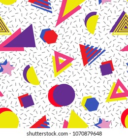 Vector seamless abstract pattern in memphis style.