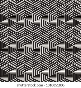 Vector seamless abstract pattern. Modern stylish striped lattice texture. Repeating geometric tiles with hexagonal line elements.