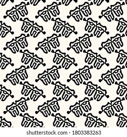 Vector seamless abstract pattern, modern illustration with irregular distorted lines. Repeatable geometric background with compound shapes in monochrome.
