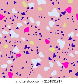 Vector Seamless Abstract Pattern With Multicilor Blocks On Pink Background