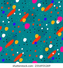 Vector seamless abstract pattern on aquamarine background.