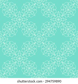 Vector seamless abstract pattern on turquoise background