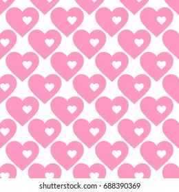 Vector seamless abstract pattern. Pink hearts on white background. Modern stylish texture.