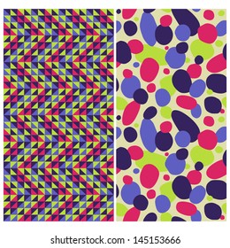 vector seamless abstract pattern set, colorful geometric background