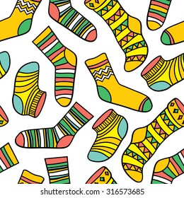 Vector seamless abstract pattern with socks