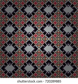 Vector seamless abstract pattern with squares on on texture background in retro black, gray and violet colors. Endless pattern can be used for ceramic tile, wallpaper, linoleum, textile.