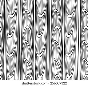 Vector seamless abstract pattern of waves and lines. Stylized wood. 