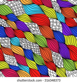 Vector seamless abstract pattern with waves. Colorful endless background.  Can be used for cards, invitations, fabrics, wallpapers, ornamental template for design and decoration.