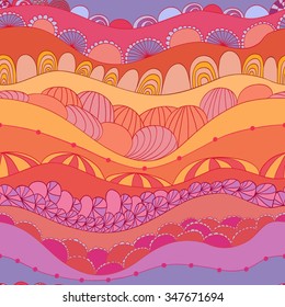 Vector seamless abstract  pattern of wavy lines shells and many details Jewelry at the bottom of the sea It can be used for your design