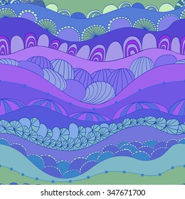 Vector seamless abstract  pattern of wavy lines shells and many details Jewelry at the bottom of the sea It can be used for your design